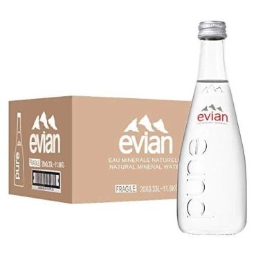 Evian Mineral Water Glass Bottles, 20 x 330Ml